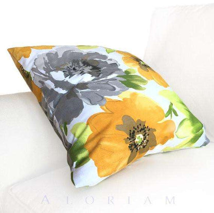 Modern Yellow Gray Green White Floral Flower Throw Pillow Cushion Cover Cushion Pillow Case Euro Sham 16x16 18x18 20x20 22x22 24x24 26x26 28x28 Lumbar Pillow 12x18 12x20 12x24 14x20 16x26 by Aloriam