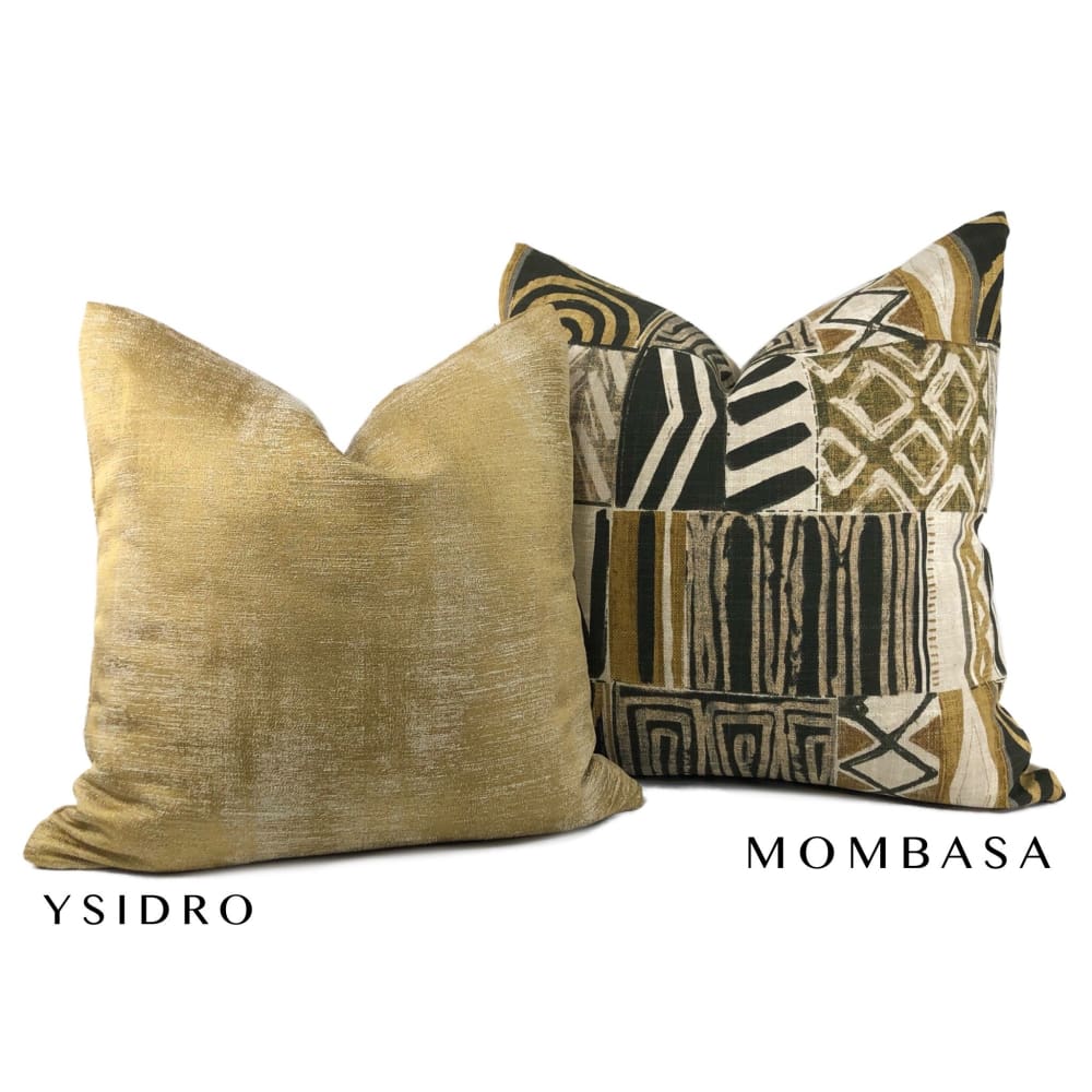 Mombasa Black Tan Ochre African Tribal Print Pillow Cover - Aloriam