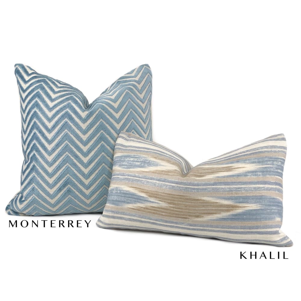 Monterrey Surf Blue Chevron Cut Velvet Pillow Cover - Aloriam