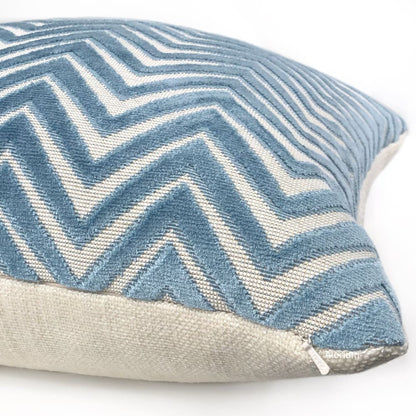 Monterrey Surf Blue Chevron Cut Velvet Pillow Cover - Aloriam