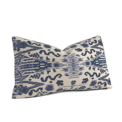 Mumbai Blue Beige Ikat Ethnic Cotton Print Pillow Cover (Made from Lacefield Designs fabric) Cushion Pillow Case Euro Sham 16x16 18x18 20x20 22x22 24x24 26x26 28x28 Lumbar Pillow 12x18 12x20 12x24 14x20 16x26 by Aloriam