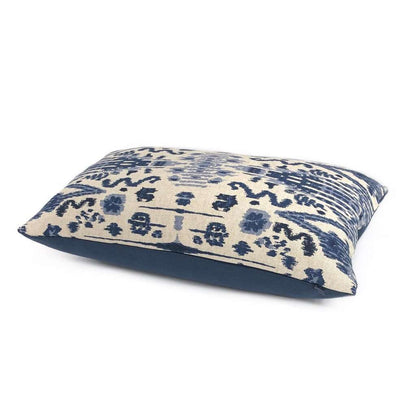 Mumbai Blue Beige Ikat Ethnic Cotton Print Pillow Cover (Made from Lacefield Designs fabric) Cushion Pillow Case Euro Sham 16x16 18x18 20x20 22x22 24x24 26x26 28x28 Lumbar Pillow 12x18 12x20 12x24 14x20 16x26 by Aloriam