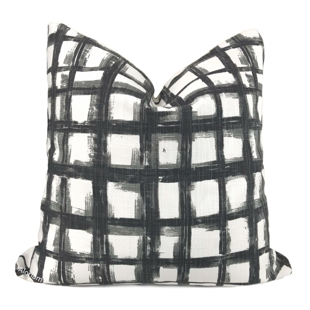 Murphy Black White Brushstroke Checks Pillow Cover - Aloriam