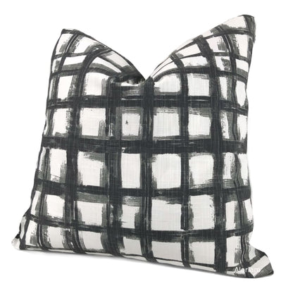 Murphy Black White Brushstroke Checks Pillow Cover - Aloriam