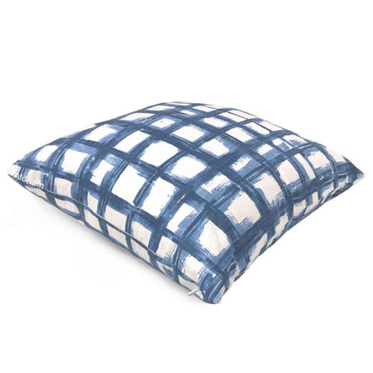 Murphy Blue White Brushstroke Checks Pillow Cover - Aloriam