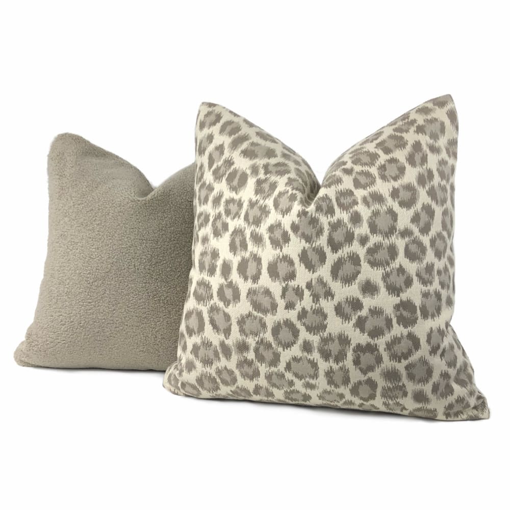 Mushroom Taupe Sherpa Faux Sheepskin Boucle Pillow Cover - Aloriam