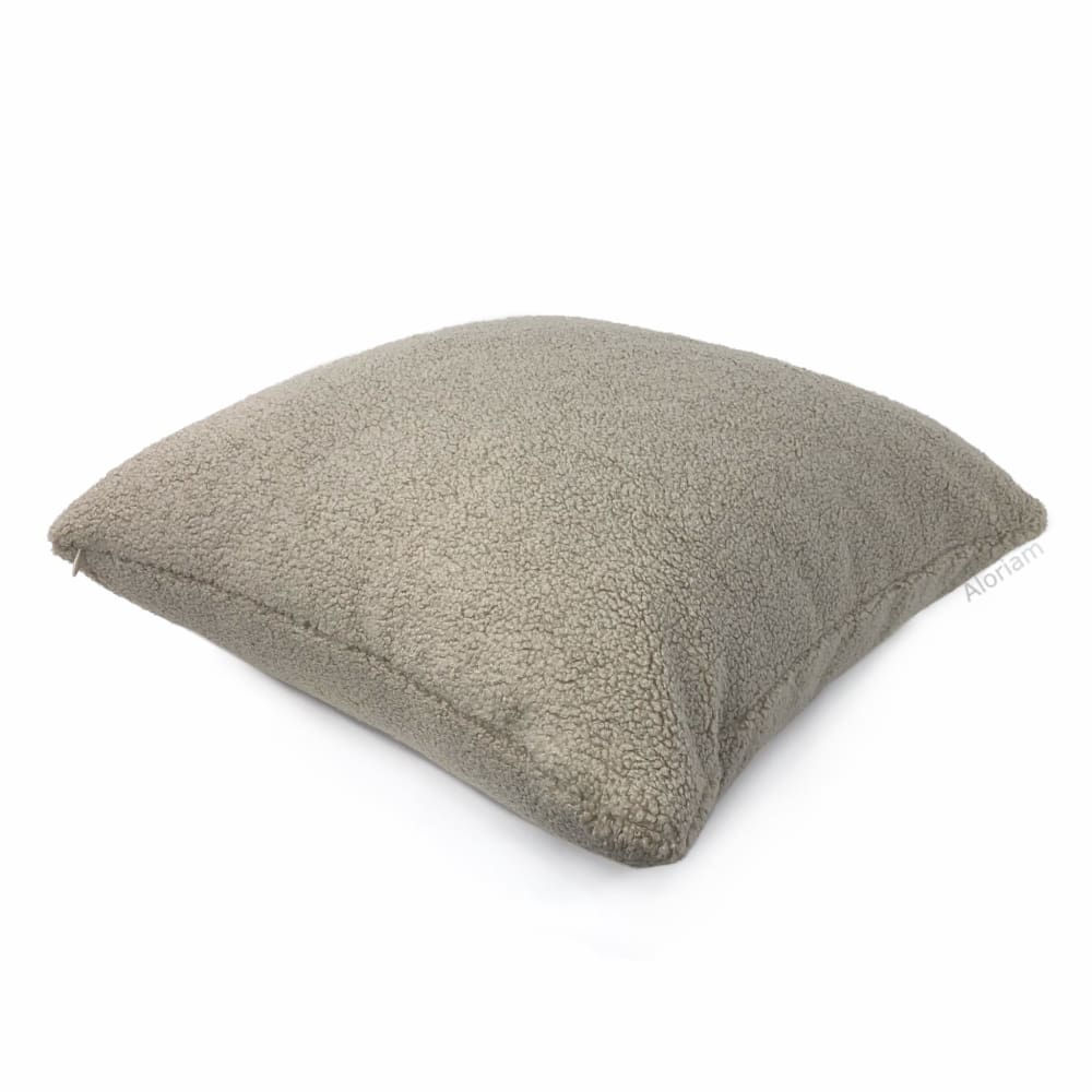 Mushroom Taupe Sherpa Faux Sheepskin Boucle Pillow Cover - Aloriam