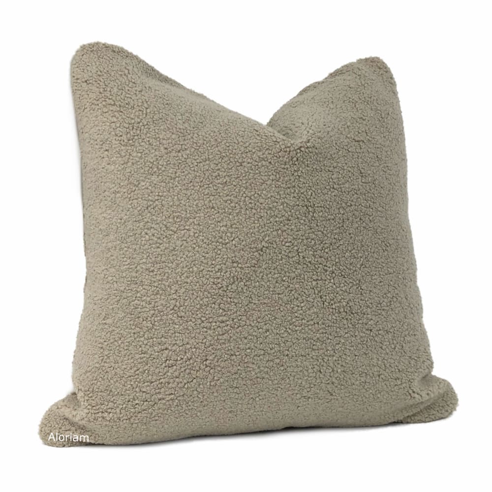 Mushroom Taupe Sherpa Faux Sheepskin Boucle Pillow Cover - Aloriam