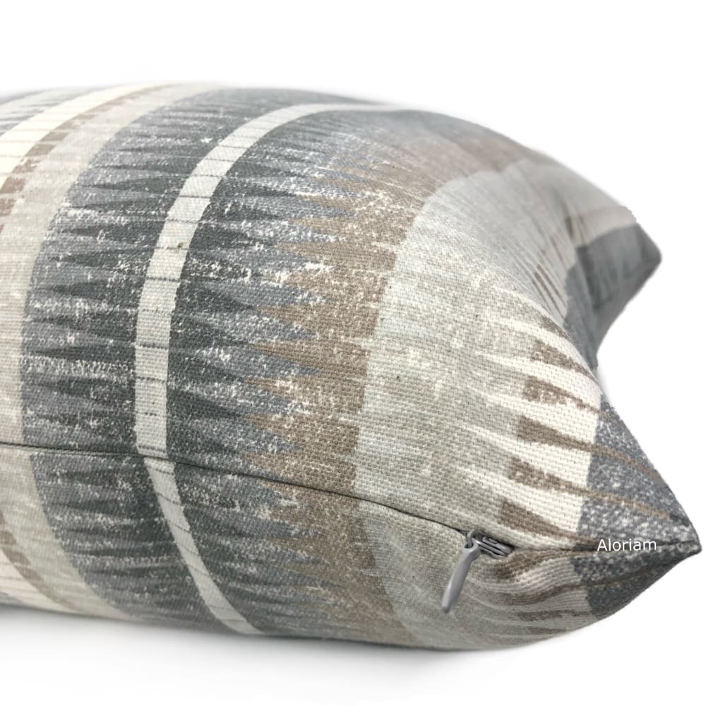 Muskogee Gray Taupe Brown Stripe Pillow Cover - Aloriam