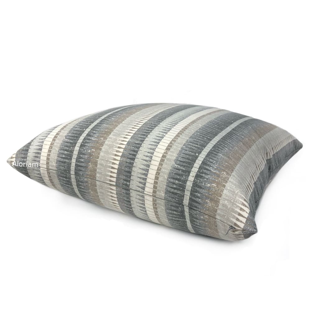 Muskogee Gray Taupe Brown Stripe Pillow Cover - Aloriam