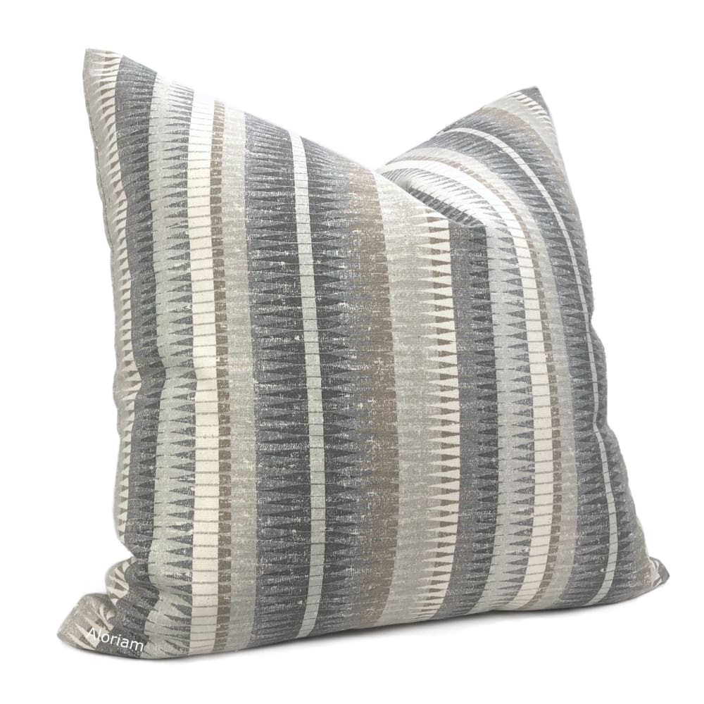 Muskogee Gray Taupe Brown Stripe Pillow Cover - Aloriam