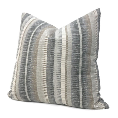 Muskogee Gray Taupe Brown Stripe Pillow Cover - Aloriam