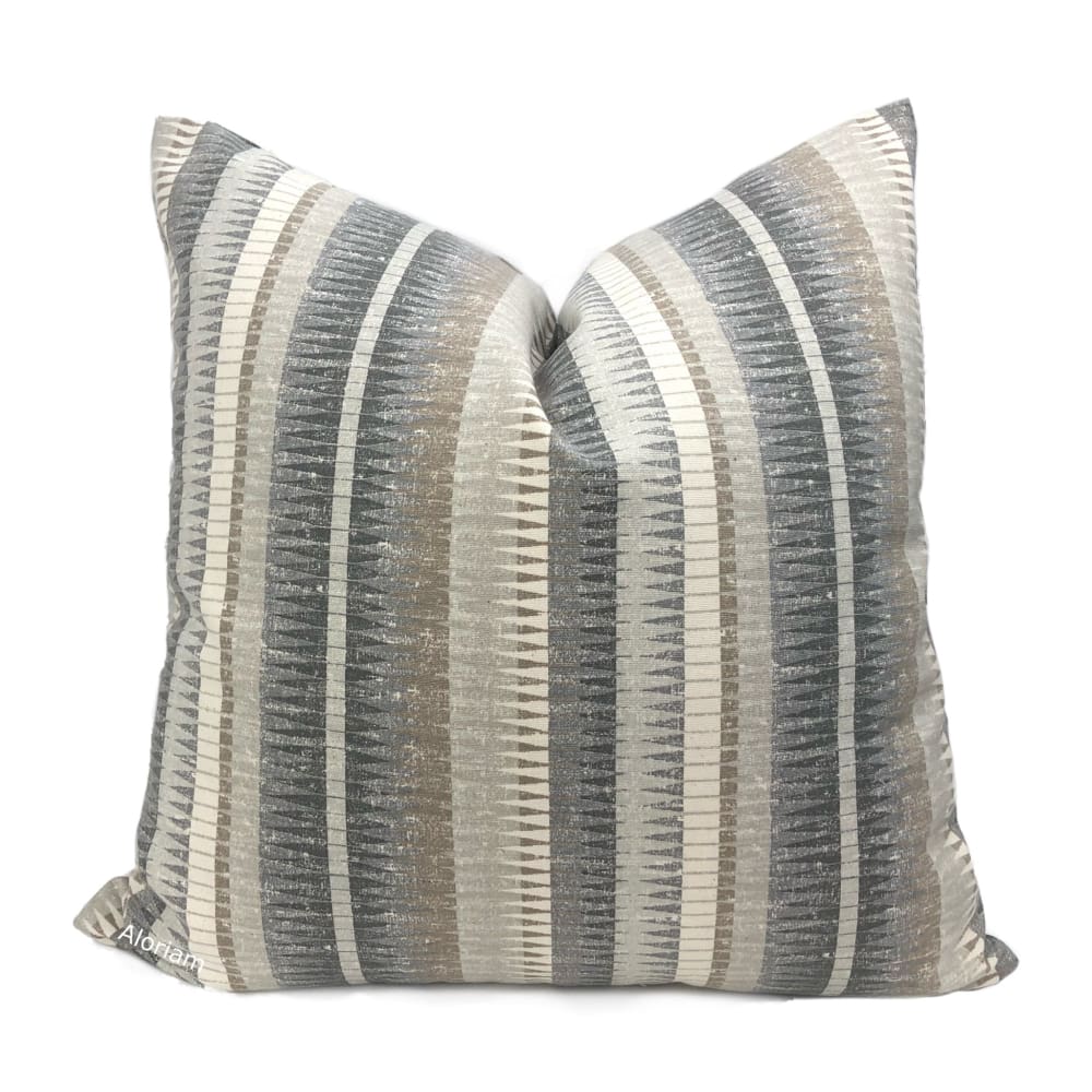 Muskogee Gray Taupe Brown Stripe Pillow Cover - Aloriam