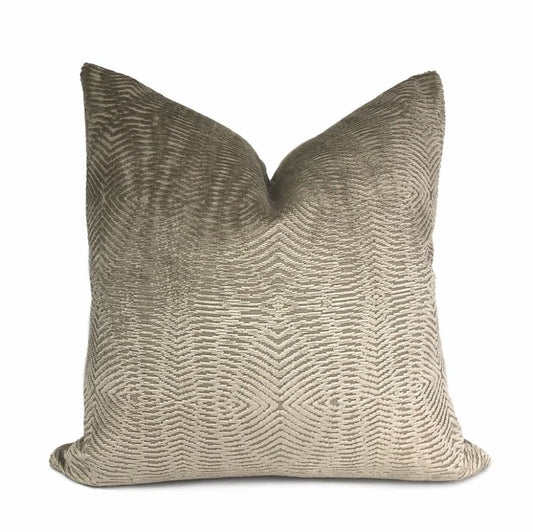 Narcisco Taupe Brown Chenille Texture Pillow Cover - Aloriam