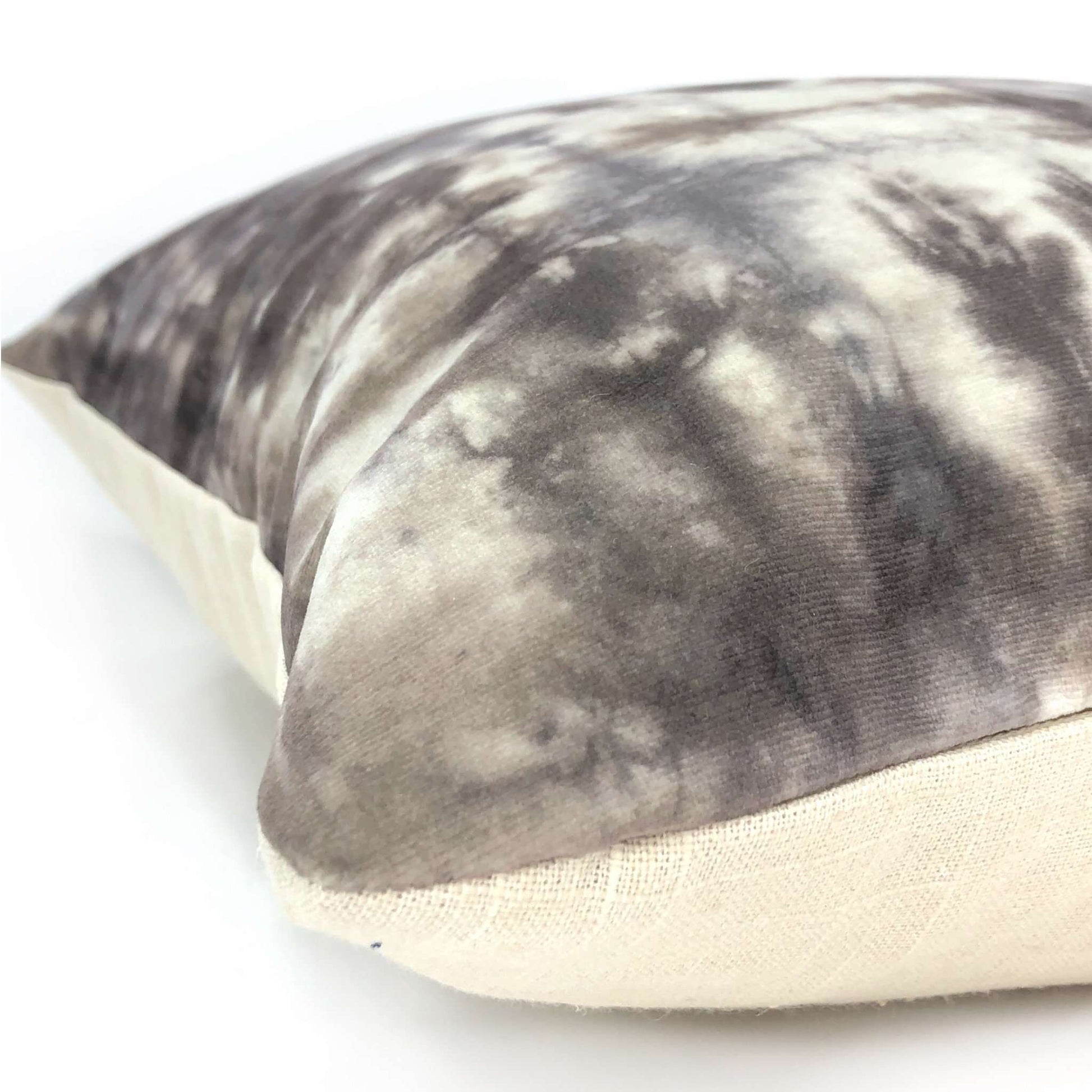 Nari Taupe Gray Cream Tie Dyed Velvet Pillow Case Euro Sham 24x24 26x26 28x28