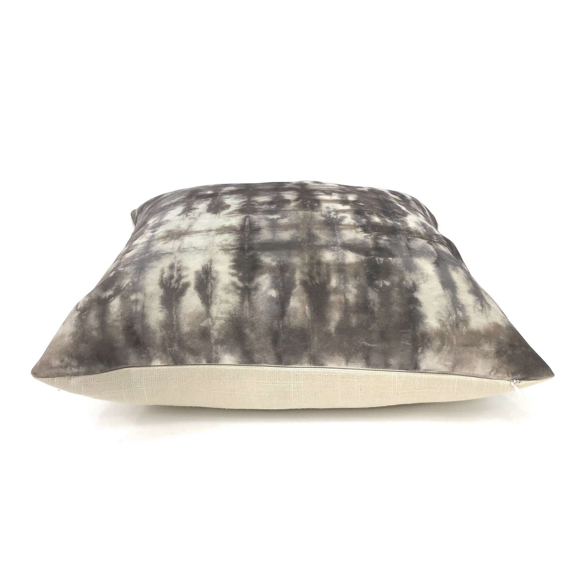 Nari Taupe Gray Cream Tie Dyed Velvet Pillow Sham 16x16 18x18 20x20 22x22 24x24 26x26 28x28