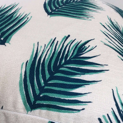 Nate Berkus Green Palm Leaves Cotton Print Pillow Cover Cushion Pillow Case Euro Sham 16x16 18x18 20x20 22x22 24x24 26x26 28x28 Lumbar Pillow 12x18 12x20 12x24 14x20 16x26 by Aloriam