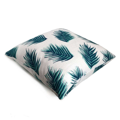 Nate Berkus Green Palm Leaves Cotton Print Pillow Cover Cushion Pillow Case Euro Sham 16x16 18x18 20x20 22x22 24x24 26x26 28x28 Lumbar Pillow 12x18 12x20 12x24 14x20 16x26 by Aloriam