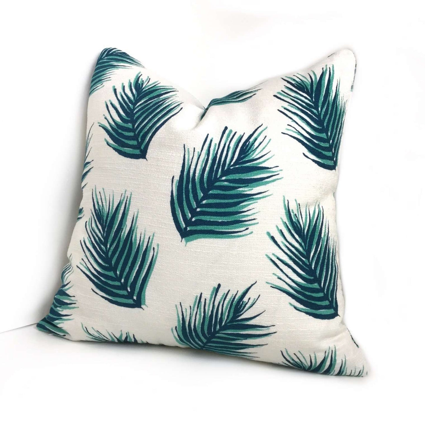 Nate Berkus Green Palm Leaves Cotton Print Pillow Cover Cushion Pillow Case Euro Sham 16x16 18x18 20x20 22x22 24x24 26x26 28x28 Lumbar Pillow 12x18 12x20 12x24 14x20 16x26 by Aloriam