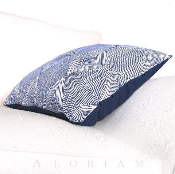 Nate Berkus Navy Blue White Geometric Diamond Pattern Pillow Cover Cushion Pillow Case Euro Sham 16x16 18x18 20x20 22x22 24x24 26x26 28x28 Lumbar Pillow 12x18 12x20 12x24 14x20 16x26 by Aloriam