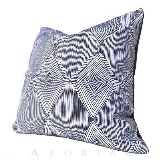 Nate Berkus Navy Blue White Geometric Diamond Pattern Pillow Cover Cushion Pillow Case Euro Sham 16x16 18x18 20x20 22x22 24x24 26x26 28x28 Lumbar Pillow 12x18 12x20 12x24 14x20 16x26 by Aloriam