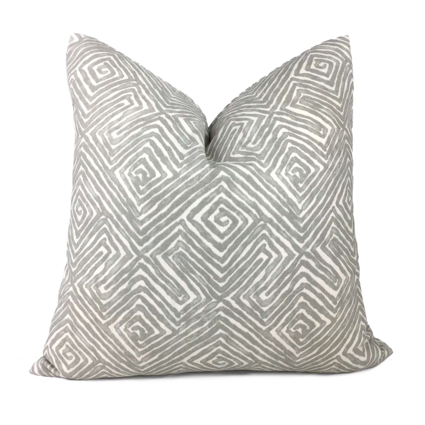 Nate Berkus Tribal Maze Gray Cream Cotton Print Pillow Cover