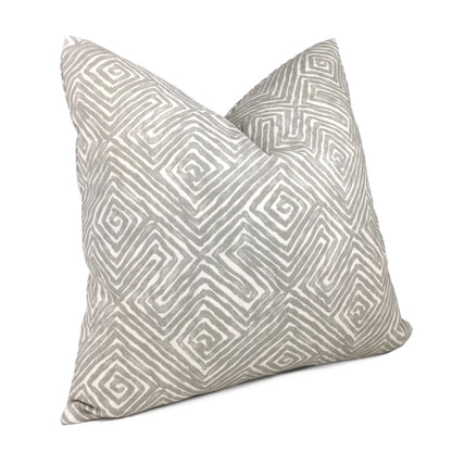 Nate Berkus Tribal Maze Gray Cream Cotton Print 20x20 Pillow Cover