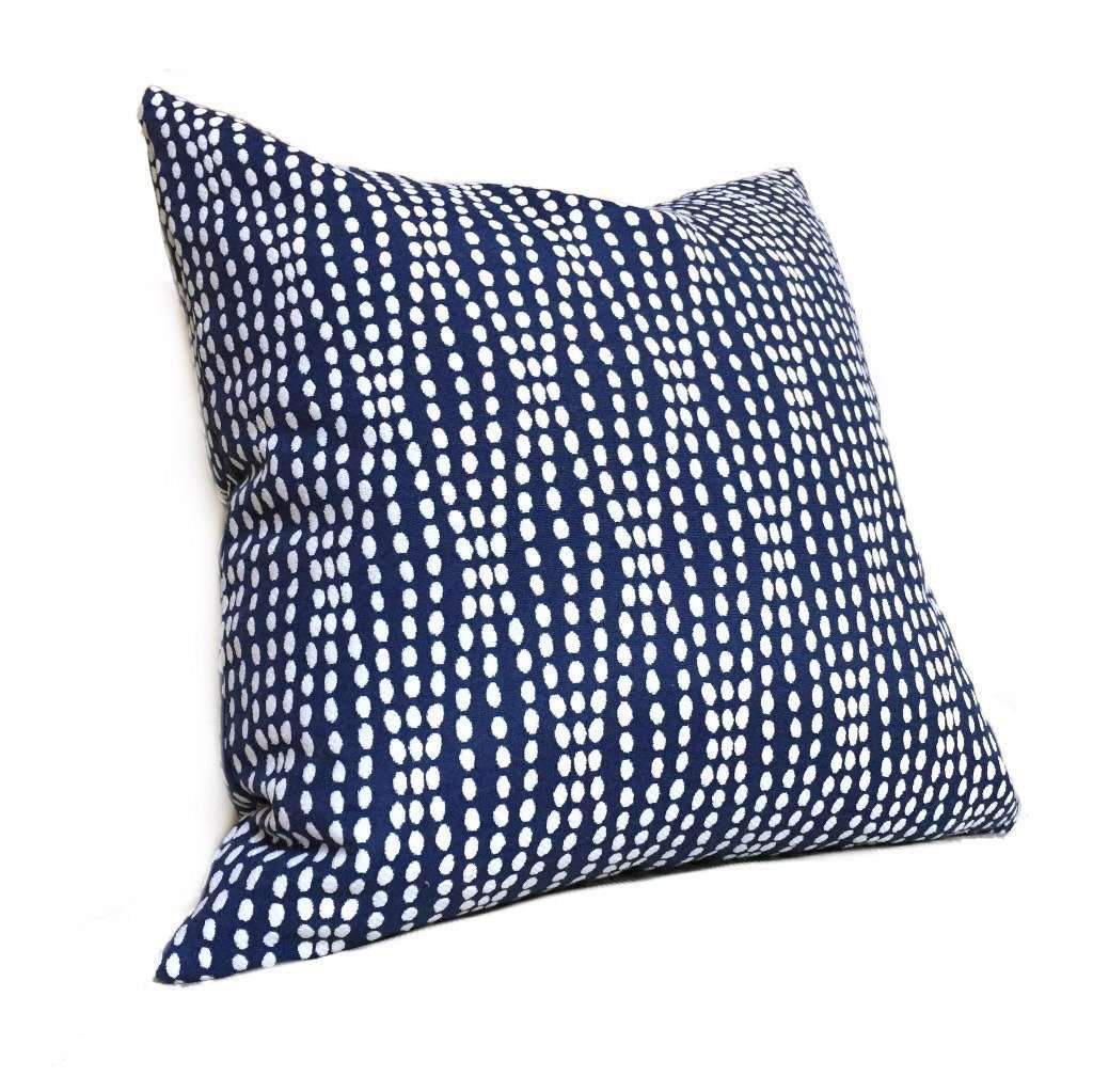 Navy Blue White Abstract Pearl Strands Pillow Cover, Fits 18x18 Cushion Inserts