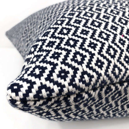 Navy Blue White Basketweave Diamonds Pillow Cover Cushion Pillow Case Euro Sham 16x16 18x18 20x20 22x22 24x24 26x26 28x28 Lumbar Pillow 12x18 12x20 12x24 14x20 16x26 by Aloriam