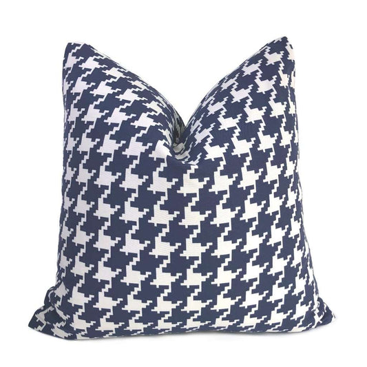 Navy Blue & White Houndstooth Pillow Cover Cushion Pillow Case Euro Sham 16x16 18x18 20x20 22x22 24x24 26x26 28x28 Lumbar Pillow 12x18 12x20 12x24 14x20 16x26 by Aloriam