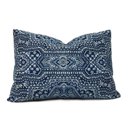 Navy Blue Paisley Decorative Pillow