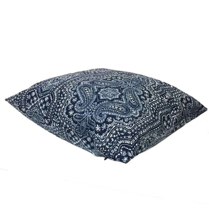 Navy Blue White Paisley Cushion