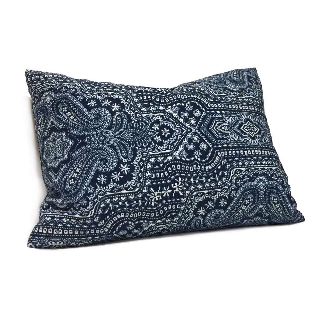 Navy Blue White Paisley Pillow Cover Cushion Pillow Case Euro Sham 16x16 18x18 20x20 22x22 24x24 26x26 28x28 Lumbar Pillow 12x18 12x20 12x24 14x20 16x26 by Aloriam