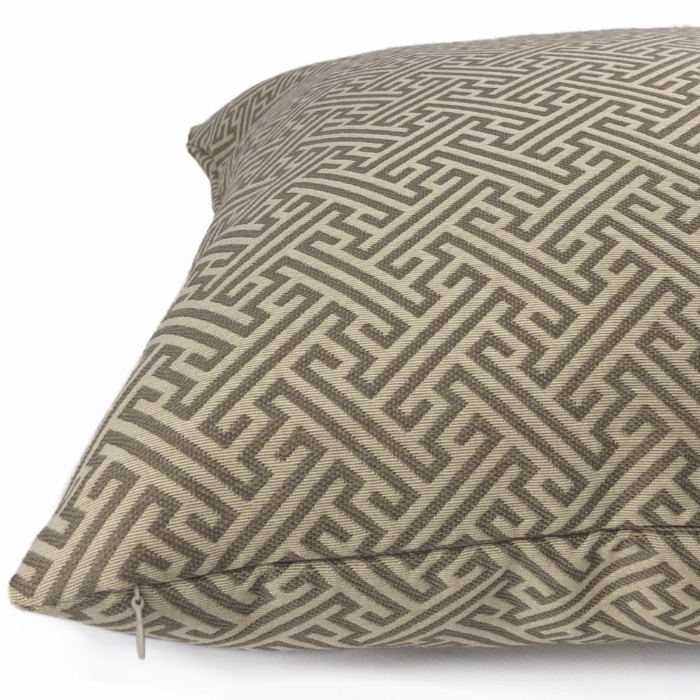 Naxos Taupe Brown Beige Greek Key Pillow Cover - Aloriam