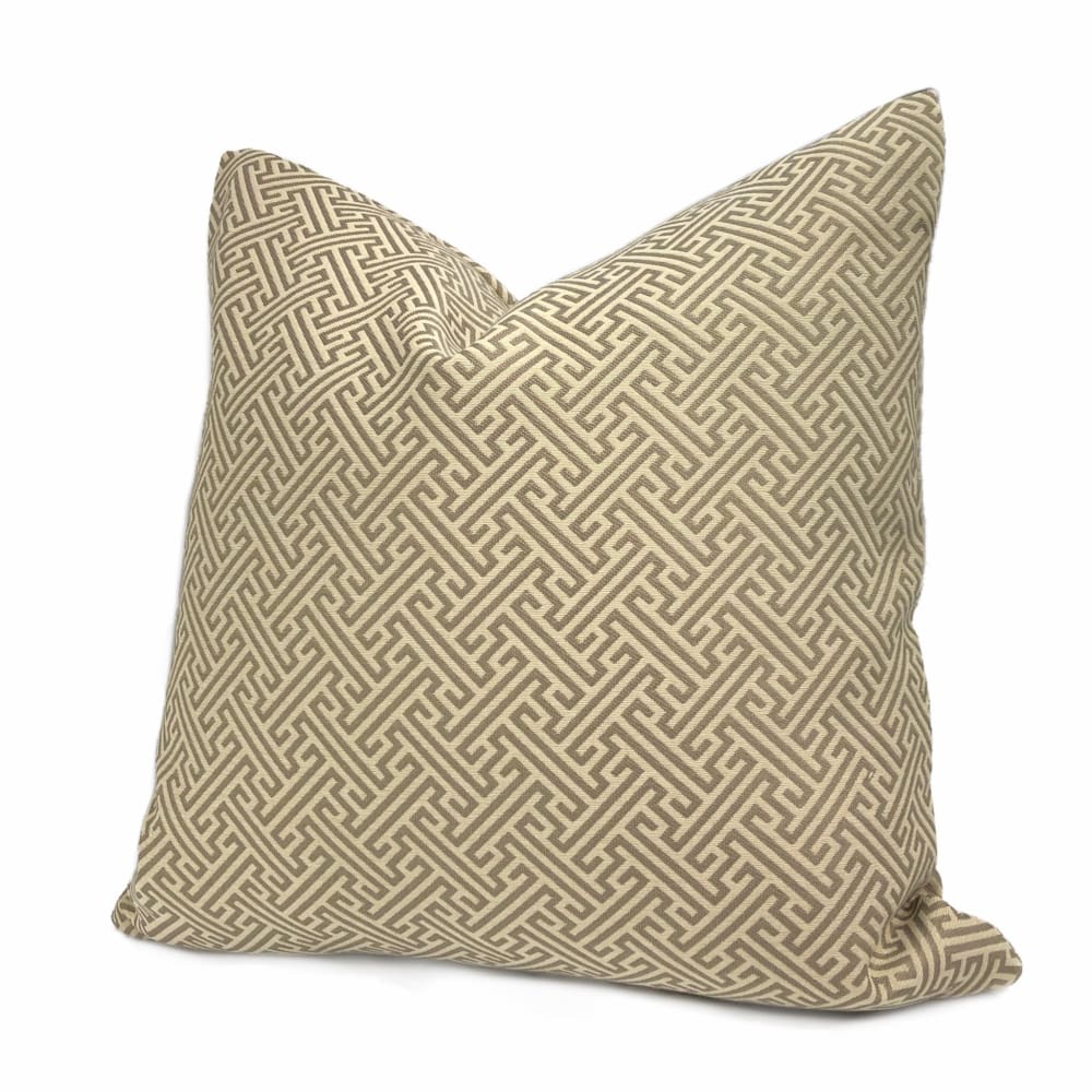 Naxos Taupe Brown Beige Greek Key Pillow Cover - Aloriam