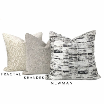 Newman Black Taupe Off-White Abstract Stripe Pillow Cover - Aloriam