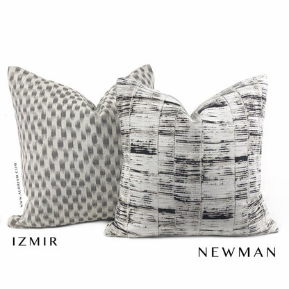 Newman Black Taupe Off-White Abstract Stripe Pillow Cover - Aloriam