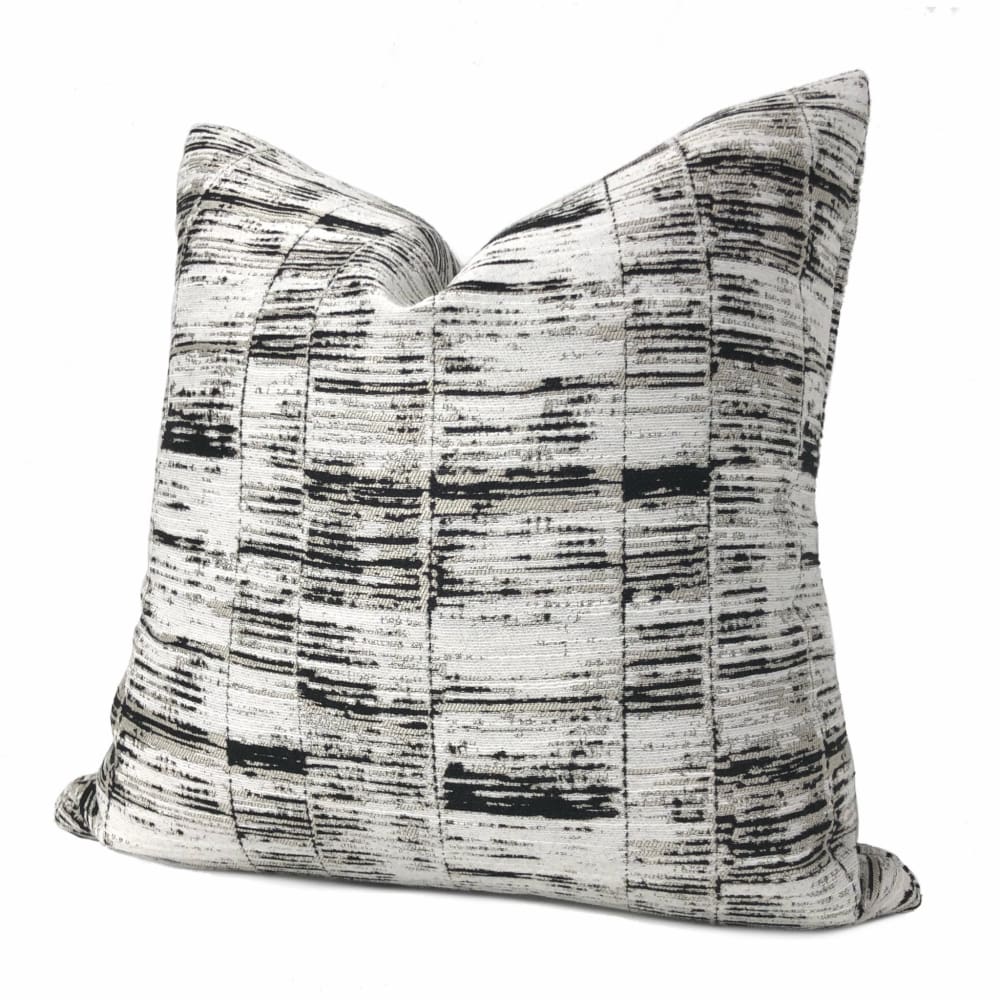 Newman Black Taupe Off-White Abstract Stripe Pillow Cover - Aloriam