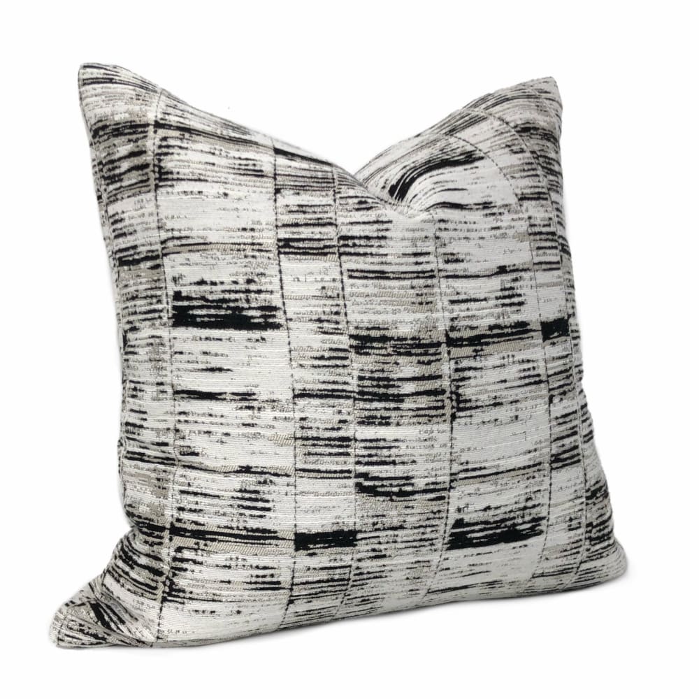 Newman Black Taupe Off-White Abstract Stripe Pillow Cover - Aloriam