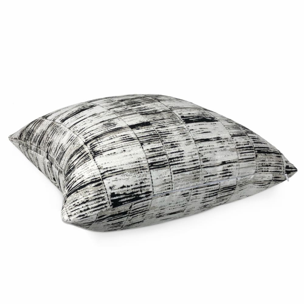 Newman Black Taupe Off-White Abstract Stripe Pillow Cover - Aloriam