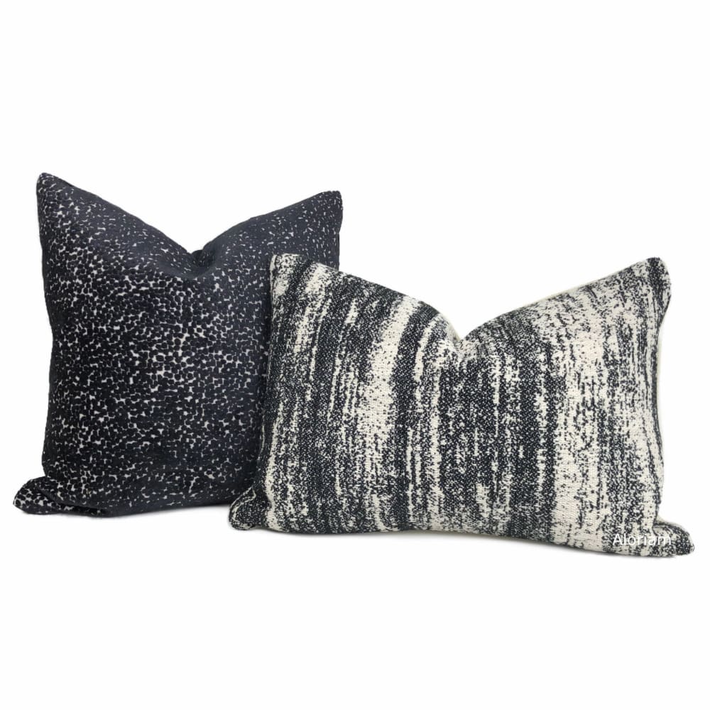 Newport Black Cream Abstract Texture Pillow Cover - Aloriam