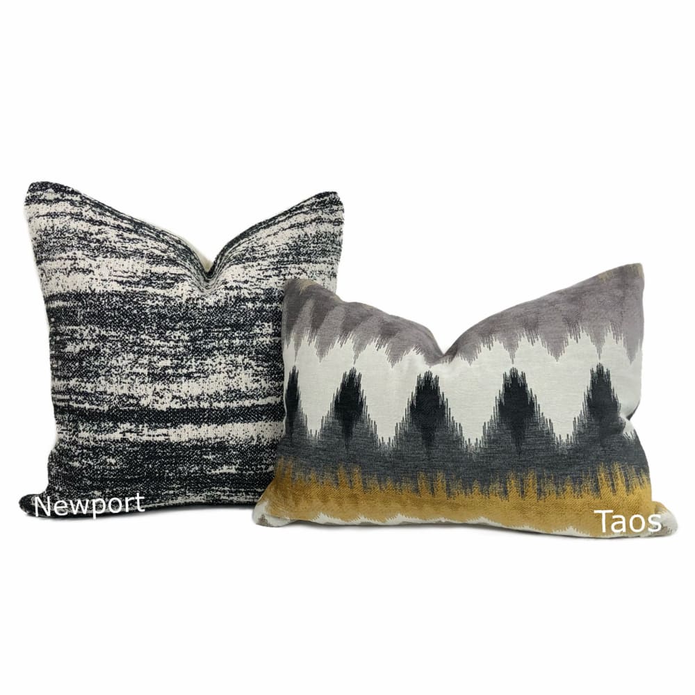 Newport Black Cream Abstract Texture Pillow Cover - Aloriam