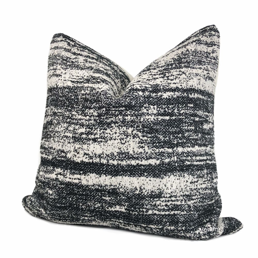 Newport Black Cream Abstract Texture Pillow Cover - Aloriam