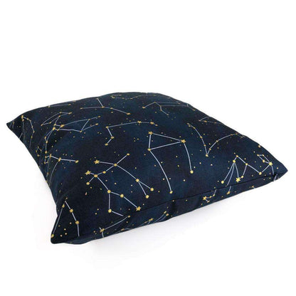 Night Sky Stars And Constellations Navy Blue Gold Cotton Print Pillow Cover