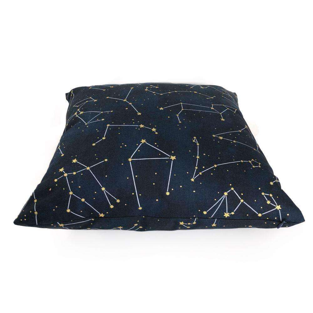 Night Sky Stars And Constellations Navy Blue Gold Cotton Print Pillow Cover