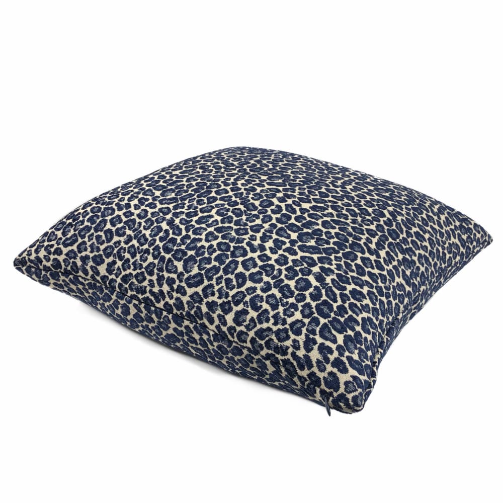 Niobe Navy Blue Leopard Spots Chenille Pillow Cover - Aloriam