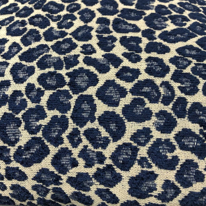 Niobe Navy Blue Leopard Spots Chenille Pillow Cover - Aloriam