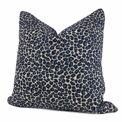 Niobe Navy Blue Leopard Spots Chenille Pillow Cover - Aloriam