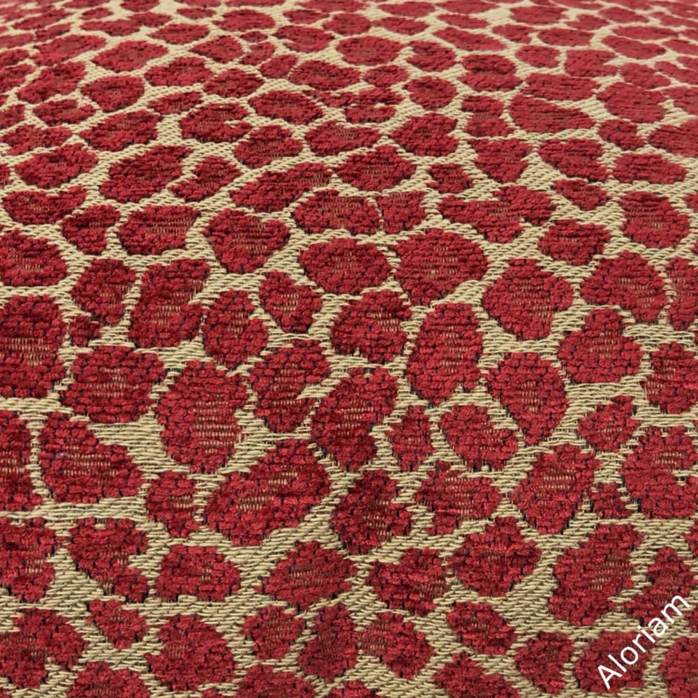 Niobe Red Camel Tan Leopard Spots Chenille Pillow Cover - Aloriam