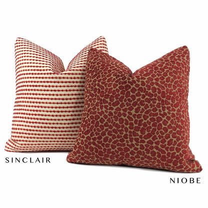 Niobe Red Camel Tan Leopard Spots Chenille Pillow Cover - Aloriam